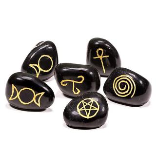 Wicca sada kamenů pro magii a věštbu (černý achát)