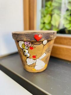 Keramika Javorník Květináč malý - myška výška 15cm horní průměr 17cm hnědý