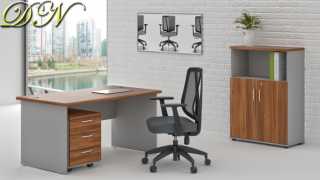 Sestava kancelářského nábytku Komfort 1.4, ořech/šedá ZE 1.4 19