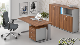 Sestava kancelářského nábytku Komfort 1.6, ořech/šedá ZEP 1.6 19
