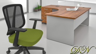 Sestava kancelářského nábytku Komfort 1.8, ořech/šedá ZE 1.8 19