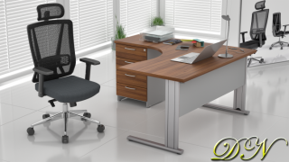 Sestava kancelářského nábytku Komfort 1.8, ořech/šedá ZEP 1.8 19