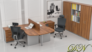 Sestava kancelářského nábytku Komfort 2.12, ořech/šedá ZE 2.12P 19