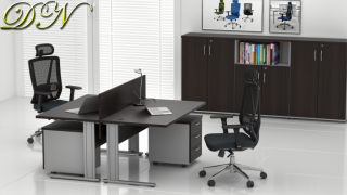 Sestava kancelářského nábytku Komfort 2.6, kaštan/šedá ZEP 2.6 07