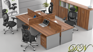 Sestava kancelářského nábytku Komfort 4.6, ořech/šedá ZE 4.6 19