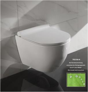 Besteco toaleta bez okrajů (Rimless) s nanovrstvou a SOFT-CLOSE záchodovou sedačkou, BE2196N