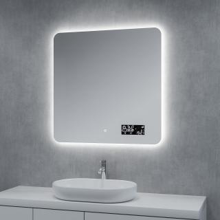 Koupelnové zrcadlo 80x80 cm s osvětlením , časem a ikonami počasí na SMART-WIFI panelu