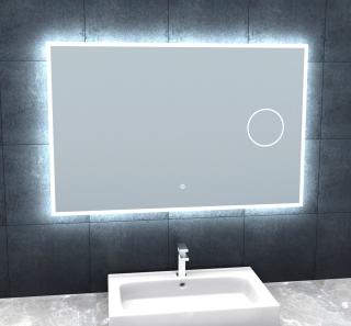 Koupelnové zrcadlo s osvětlením a lupou Besteco BRIGHT SILVER 100x65x3cm