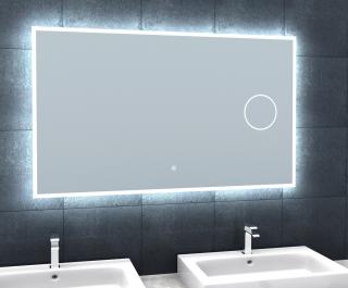 Koupelnové zrcadlo s osvětlením a lupou Besteco BRIGHT SILVER 110x65x3cm