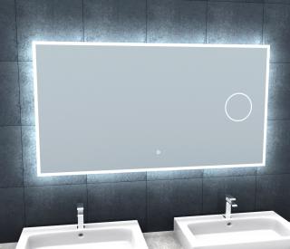Koupelnové zrcadlo s osvětlením a lupou Besteco BRIGHT SILVER 120x65x3cm