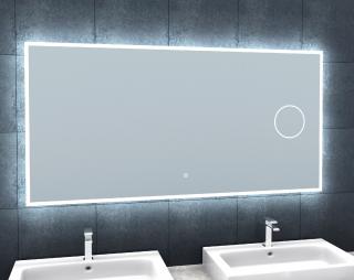 Koupelnové zrcadlo s osvětlením a lupou Besteco BRIGHT SILVER 130x65x3cm