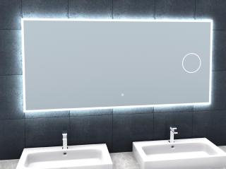 Koupelnové zrcadlo s osvětlením a lupou Besteco BRIGHT SILVER 140x65x3cm