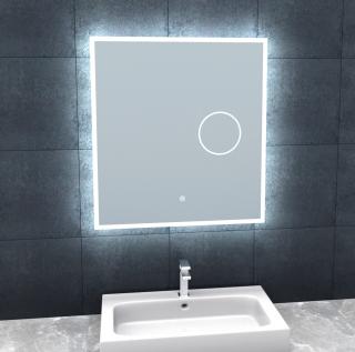 Koupelnové zrcadlo s osvětlením a lupou Besteco BRIGHT SILVER 60x65x3cm