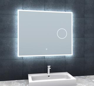 Koupelnové zrcadlo s osvětlením a lupou Besteco BRIGHT SILVER 80x65x3cm