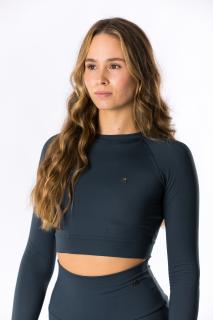 GoldBee Crop-Top BeClassic Onyx L, Černá (s nádechem modro-šedo-zelené)