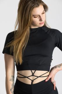 GoldBee Crop Top Krátký Fifty Shades Of Black L, Černá