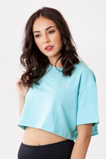 GoldBee Crop-Top Organic Aqua M, Modrá