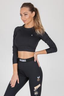 GoldBee Crop-Top S Dlouhým Rukávem BeClassic Black L, Černá