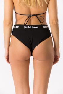GoldBee Kalhotky Brazilky Logo Black L, Černá