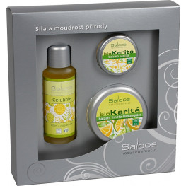 Saloos Citrus Celulinie masážní olej 50 ml + Bio Karité Limeta-lemongrass balzám 50 ml + Bio Karité Vanilla balzám 19 ml dárková sada