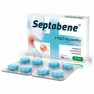 Septabene 3 mg/1 mg pastilky orm.pas. 16 x 3 mg/1 mg