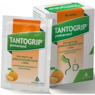 Tantogrip pomeranč 600 mg/10 mg por.plv.sol.scc.10