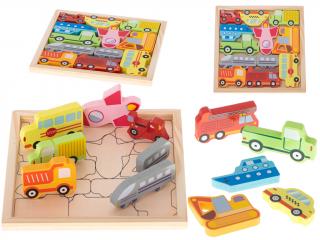 Dětská dřevěná vkládačka / puzzle - autíčka