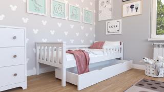 Dětská masivní postel Figaro 180 x 80 cm - Bílá  + ROŠT ZDARMA