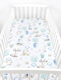 Dětské prostěradlo do postele bavlna - 120 x 60 cm - pastelové zvířátka
