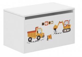 Dětský box na hračky 69 x 40 x 40 cm - Auta na stavbě