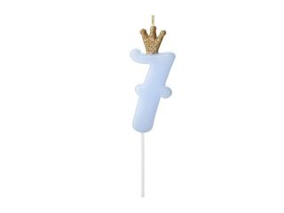 Dortová svíčka - číslo 7, modrá 9.5cm