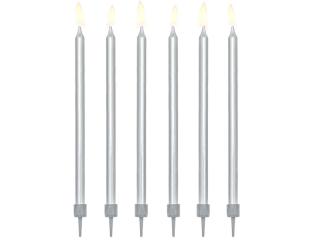 Dortové svíčky - stříbrné 12.5cm, 12ks
