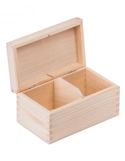 Dřevěná krabička na čaj s přihrádkami - 16x10x8 cm, Přírodní