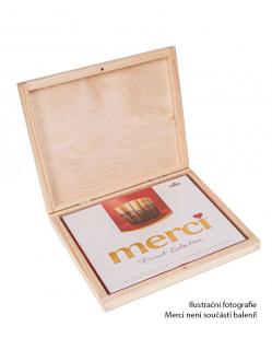 Dřevěná krabička na dárek nebo fotografie - 22x18x3 cm, Přírodní