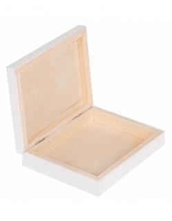 Dřevěná krabička plochá - 16x12x4 cm, Bílá