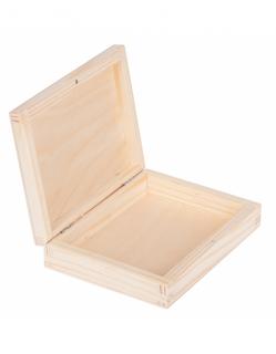 Dřevěná krabička plochá - 16x13x4 cm, Přírodní
