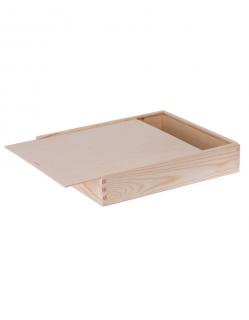 Dřevěná krabička s posuvným víkem - 32x27x6 cm, Přírodní