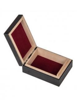 Dřevěná krabička s vystýlkou - 10,7x7,7x3,7 cm, Černá