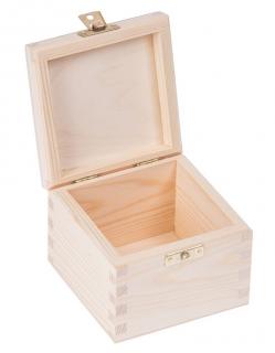Dřevěná krabička se sponou - 10x10x8 cm, Přírodní
