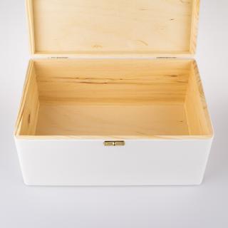 Dřevěná krabička se sponou - 30x20x14 cm, Bílá