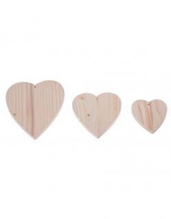Dřevěná ozdoba - (srdce 3ks) - 21x18 cm