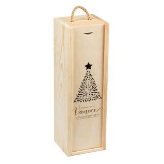 Dřevěná Vánoční dárková krabička - 36x11x11cm, Přírodní