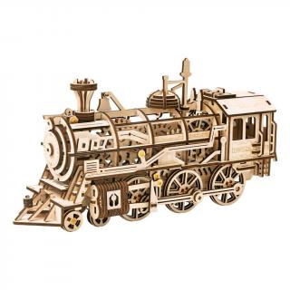 Dřevěné mechanické 3D puzzle - Parní lokomotiva