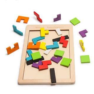 Dřevěné puzzle - Barevné tvary