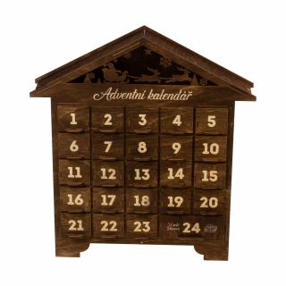 Dřevěný adventní kalendář Domeček - Hnědá Varianta: Poskládaná varianta