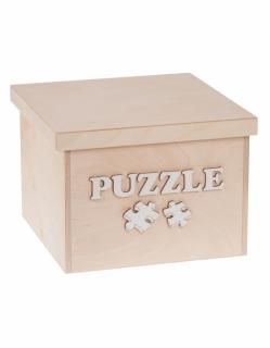 Dřevěný box na hračky - Puzzle 20x20x15 cm, Přírodní