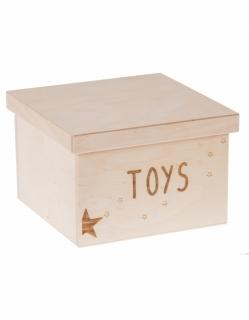 Dřevěný box na hračky - Toys gravír 20x20x15 cm, Přírodní