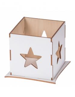 Dřevěný ozdobný svícen (hvězda) - 10x12 cm
