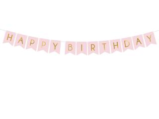 Girlanda - Happy Birthday, růžová 15 x 175 cm
