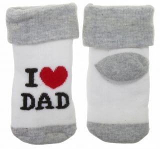 Kojenecké  ponožky - I love dad - vel. 80 - 86 - šedé s bílou